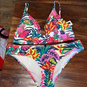 J Crew Plunge V Neck Bikini Top and Bikini Bottom